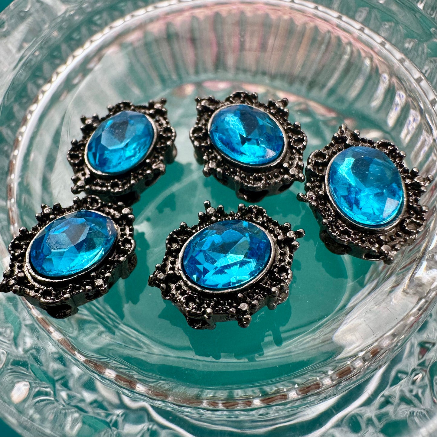 New Arrival Rhinestone‑Set Oval Magic Box Multi‑Hole Zircon Spacer Beads, Cabochon DIY Handmade Beading Accessories for Bracelets & Necklaces