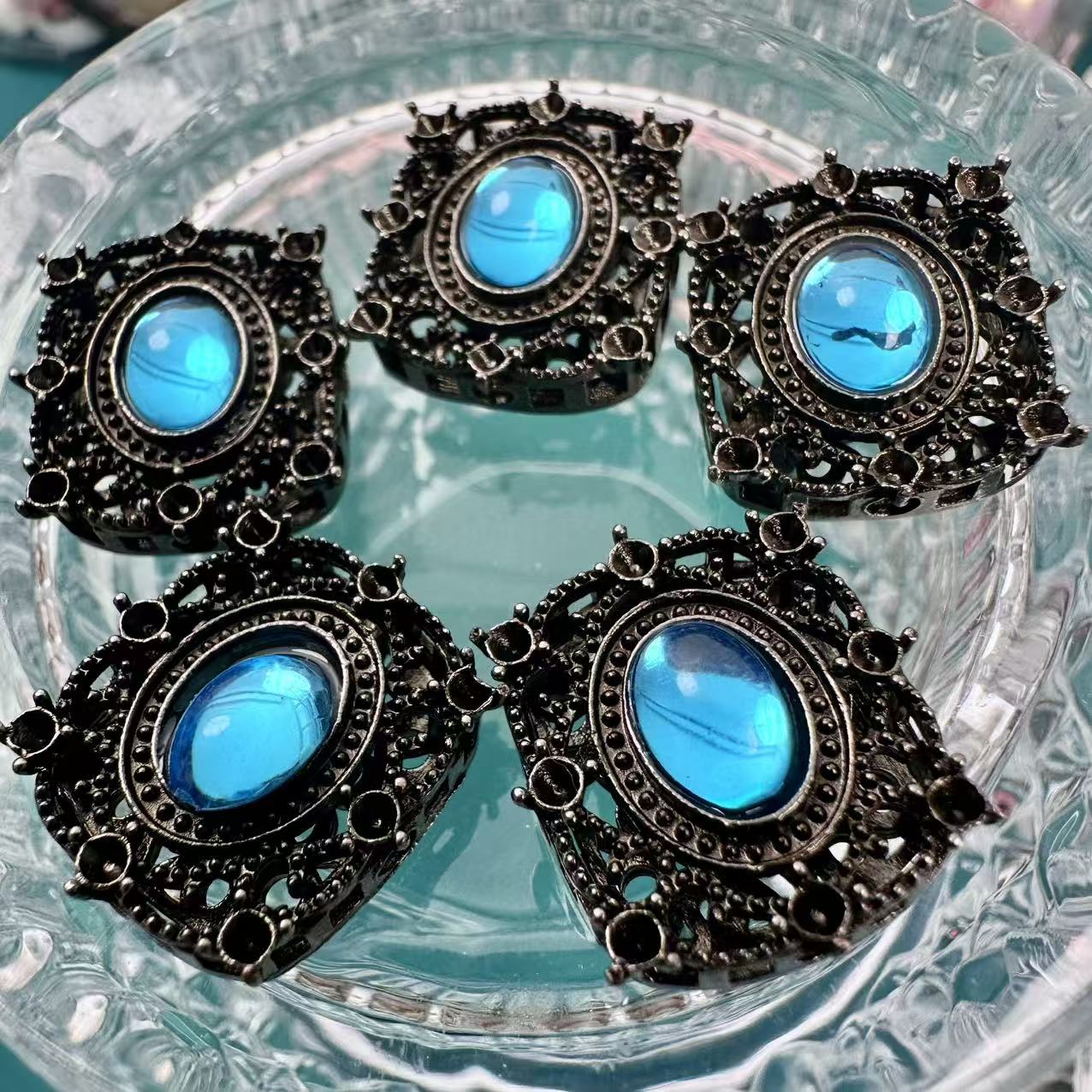 New Arrival Rhinestone‑Set Oval Magic Box Multi‑Hole Zircon Spacer Beads, Cabochon DIY Handmade Beading Accessories for Bracelets & Necklaces