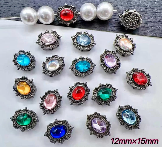 New Arrival Rhinestone‑Set Oval Magic Box Multi‑Hole Zircon Spacer Beads, Cabochon DIY Handmade Beading Accessories for Bracelets & Necklaces