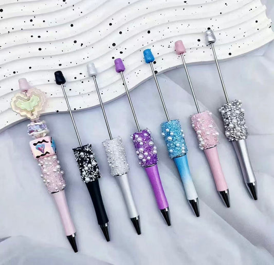 15 Pcs Full Star Sugar Diamond Beadable Pen - DIY BEADS Beaded Pens Multicolor Pen